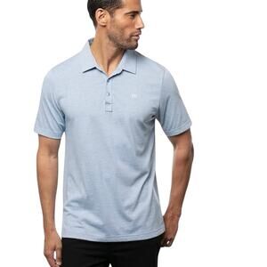 TravisMathew mens Zinna Pima cotton 3 button polo heather blue sz L NEW $99